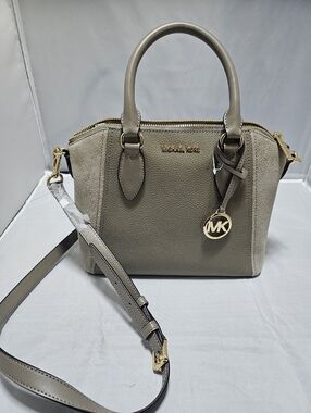 Michael Kors Taupe Dome Satchel with Gold Accents